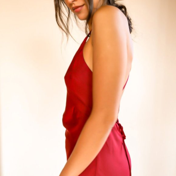 NWT Side Slit Satin Maxi Dress - Picture 6 of 6